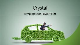 Presentation with electric car - Colorful slide deck enhanced with hybrid auto battery - electric car concept in green backdrop and a light gray colored foreground