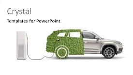  Presentation with hybrid electric vehicle - Slide set consisting of hybrid-electric-vehicle-plugged and a  colored foreground