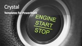  Presentation with car engine - Slide deck having hybrid system - start stop engine car green background and a dark gray colored foreground