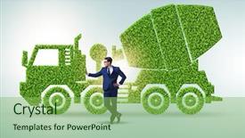  Presentation with vehicle - Audience pleasing presentation theme consisting of hybrid vehicles - businessman with green ecological vehicle backdrop and a seafoam green colored foreground