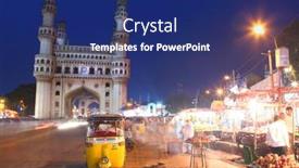  Presentation with charminar - Theme enhanced with hyderabad-india-august-29-charminar background and a navy blue colored foreground