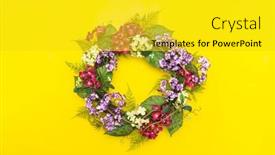  Presentation with hydrangea - Presentation featuring hydrangea-wreath-on-a-yellow background and a yellow colored foreground