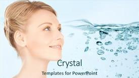  Presentation with indian woman bridal face - Beautiful PPT theme featuring hydration - smiling young woman face backdrop and a sky blue colored foreground