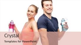  Presentation with woman sport - Theme consisting of hydration - sport fitness lifestyle and people background and a coral colored foreground
