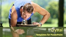  Presentation with water fountain - Amazing presentation theme having hydration - sport man drinking water backdrop and a tawny brown colored foreground