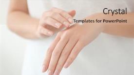  Presentation with cream - Colorful PPT layouts enhanced with hydration - young woman applying hand cream backdrop and a  colored foreground