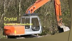  Presentation with rubble - Cool new presentation with hydraulic excavator in rural setting with piles of rubble backdrop and a tawny brown colored foreground