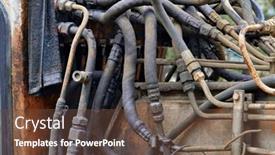  Presentation with tractor - Cool new presentation theme with hydraulic-hose-close-view backdrop and a tawny brown colored foreground