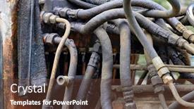  Presentation with tractor - Slide set enhanced with hydraulic-hose-close-view background and a tawny brown colored foreground