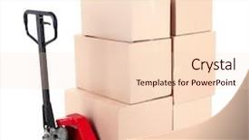  Presentation with pallet - PPT layouts with different hands lifted - fork pallet truck with stack background and a lemonade colored foreground