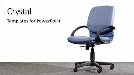  Presentation with blur office of - PPT theme featuring hydraulic products - blue office chair background and a white colored foreground