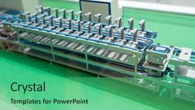  Presentation with arm robot - Cool new slides with hydraulic products - robotic and automation system control backdrop and a  colored foreground