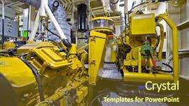  Presentation with tugboat - Presentation theme consisting of hydraulic pumps - engine room of a tugboat background and a tawny brown colored foreground
