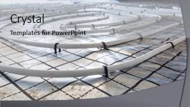  Presentation with house heating - Amazing PPT theme having hydraulic pumps - underfloor heating system in new backdrop and a light gray colored foreground