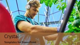  Presentation with friendly - Cool new PPT theme with hydraulic scissors lift platform backdrop and a red colored foreground