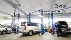 Presentation with hydraulics - Colorful slide set enhanced with hydraulics - car in a car repair backdrop and a light gray colored foreground