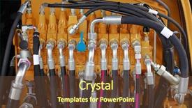  Presentation with excavator - Presentation design featuring hydraulics - excavator hydraulic pressure hoses system background and a tawny brown colored foreground