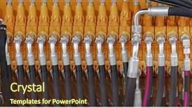  Presentation with excavator - Cool new PPT layouts with hydraulics - excavator hydraulic pressure hoses system backdrop and a tawny brown colored foreground