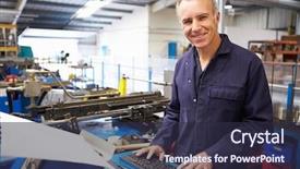  Presentation with hydraulic dredge - Audience pleasing slide deck consisting of hydraulics - factory engineer operating hydraulic tube backdrop and a wine colored foreground