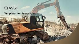  Presentation with excavator - Amazing PPT theme having hydraulics - hydraulic breaker hammer excavator backdrop and a mint green colored foreground