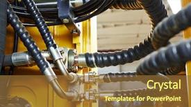  Presentation with pipes - PPT layouts featuring hydraulics - hydraulic pressure pipes system background and a tawny brown colored foreground