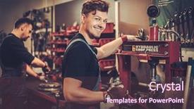  Presentation with press - Audience pleasing PPT theme consisting of hydraulics - professional car mechanic working backdrop and a tawny brown colored foreground