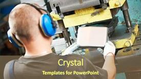  Presentation with sheet metal - Audience pleasing PPT theme consisting of hydraulics - sheet metal processing on hydraulic backdrop and a coral colored foreground