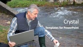  Presentation with testing - Beautiful presentation theme featuring hydro-biologist testing quality backdrop and a gray colored foreground
