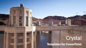  Presentation with dam - Amazing PPT theme having hydro construction - hoover dam towers on colorado backdrop and a violet colored foreground