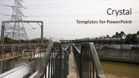  Presentation with power transmission - Cool new presentation with hydro construction - transmission tower station for make backdrop and a sky blue colored foreground