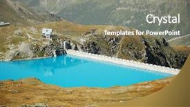  Presentation with hydroelectric - Beautiful presentation design featuring hydro power - hydroelectric basin and dam situated backdrop and a gray colored foreground