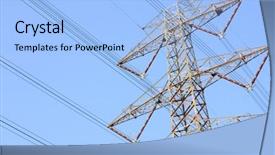  Presentation with power transmission - Presentation theme enhanced with hydro power - transmission tower with red toned background and a light blue colored foreground
