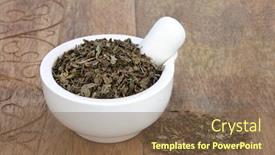  Presentation with anti ageing - PPT layouts consisting of hydrocotyle-herb-leaf-has-anti background and a tawny brown colored foreground