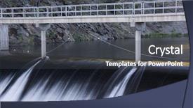  Presentation with rocky mountains - Presentation theme consisting of hydroelectric energy - spillway and footbridge background and a dark gray colored foreground