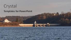  Presentation with hydroelectric - Slide deck consisting of hydroelectric-power-plant-dam background and a light gray colored foreground