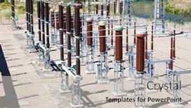  Presentation with hydroelectric plant - Beautiful presentation featuring hydroelectric power plant in pocinho douro valley portugal backdrop and a light gray colored foreground