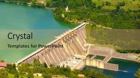  Presentation with energy power - Cool new slide deck with hydroelectric power station backdrop and a coral colored foreground