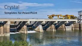  Presentation with hydroelectric - Audience pleasing PPT layouts consisting of hydroelectric-powerplant-with-water-splashing backdrop and a light blue colored foreground