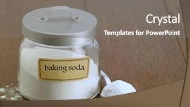  Presentation with baking soda - Slide deck featuring hydrogen - baking soda on the wooden background and a gray colored foreground