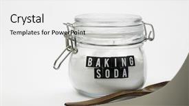  Presentation with baking soda - Presentation theme having hydrogen - jar of baking soda background and a white colored foreground