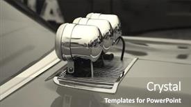  Presentation with turbocharger - Slide set having hydrogen car - turbocharger hood background and a gray colored foreground