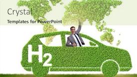  Presentation with hydrogen - Beautiful slide deck featuring hydrogen car concept in ecological transportation concept backdrop and a mint green colored foreground