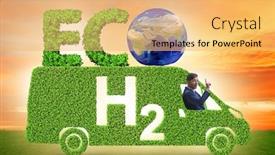  Presentation with hydrogen - Slide set featuring hydrogen car concept in ecological transportation concept background and a yellow colored foreground