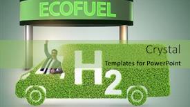  Presentation with hydrogen - Slide set enhanced with hydrogen car concept in ecological transportation concept background and a yellow colored foreground