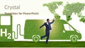  Presentation with hydrogen - Amazing presentation theme having hydrogen car concept in ecological transportation concept backdrop and a cream colored foreground