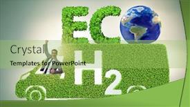  Presentation with hydrogen - Presentation consisting of hydrogen-car-concept-in-ecological background and a yellow colored foreground