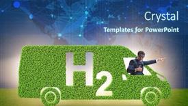  Presentation with hydrogen - Slide deck having hydrogen-car-concept-in-ecological background and a ocean colored foreground