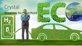  Presentation with hydrogen - PPT theme with hydrogen-car-concept-in-ecological background and a seafoam green colored foreground