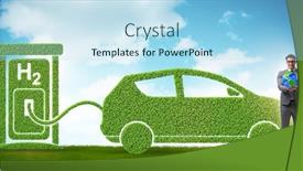  Presentation with hydrogen - Cool new slide set with hydrogen-car-concept-in-ecological backdrop and a light blue colored foreground
