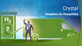  Presentation with hydrogen - Presentation consisting of hydrogen-car-concept-in-ecological background and a teal colored foreground